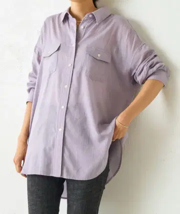 BEARDSLEY 비어즐리 쉬폰 데님 셔츠 퍼플