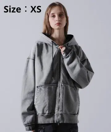 CLEL 헤비 웨이트 로고 자수 풀 집업 후드티