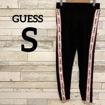 GUESS [ S ] 블랙 스트라이프 팬츠 스트레치 여성용 블랙