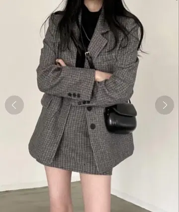한국 스타일 체크 테일러드 자켓 셋업