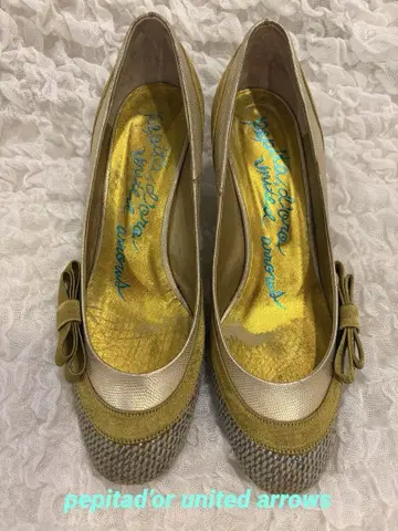 pepitad'or united arrows 리본 포함 골드 펌프스