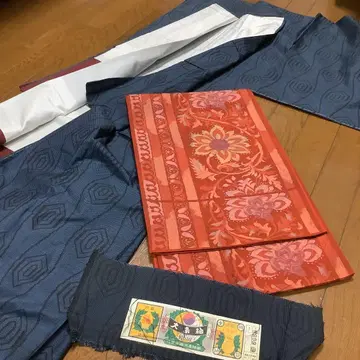 오시마 명주 후쿠로 오비 세트 미사용품