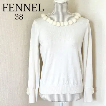 FENNEL 폼폼 퍼 니트 화이트 택 포함 미사용 새상품 울