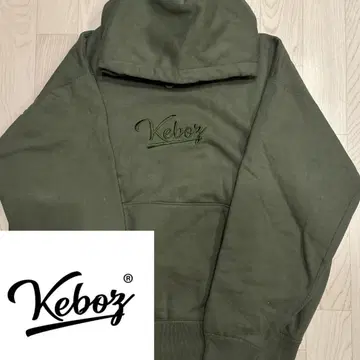 [초레어] Keboz 후드 부착 후드티 센터 자수 로고 카키 XL