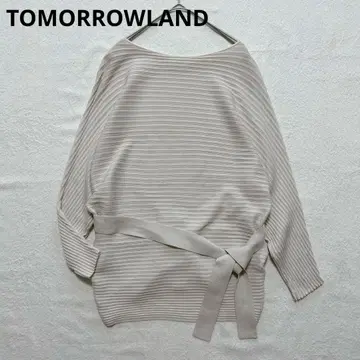 새상품급 TOMORROWLAND 코튼 랜덤 리브 보트넥 풀오버