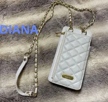 DIANA 스마트폰 숄더백 화이트 퀼팅 가죽