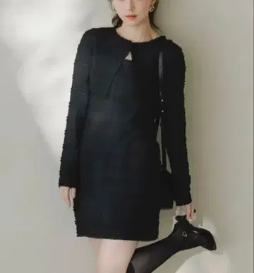 [ SNIDEL ] 가디건 세트 컷 레이스 원피스