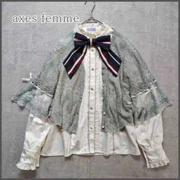 axes femme 시스루 니트 가디건 판초 케이프 레이스 리본 모리히메