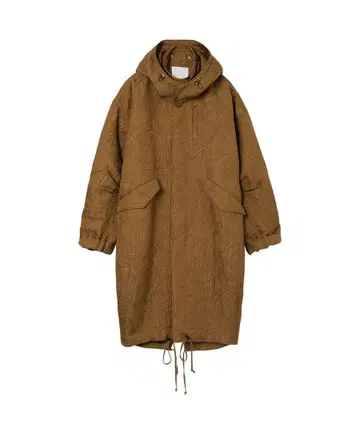 Mame Kurogouchi 자카드 모즈 코트 브라운 조몬