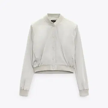 ZARA 새틴 크롭 봄버 자켓 펄 그레이 완판