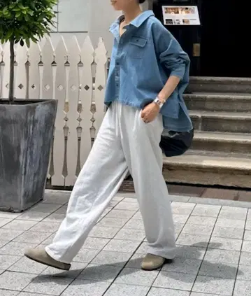 캐주얼 데님 긴팔 셔츠