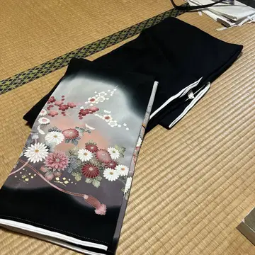 블랙 전례복 기모노 꽃무늬 자수