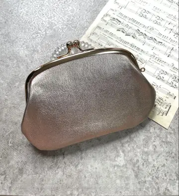 모자 가마구치 미니 지갑 천연 가죽 골드
