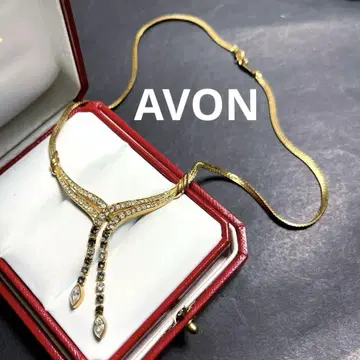 AVON 골드 컬러 반짝이 스톤 목걸이