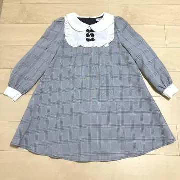 앙크루즈 프릴 카라 체크 무늬 원피스 M 사이즈