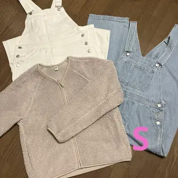 UNIQLO 플리스 자켓 허니즈 오버롤 블루 화이트