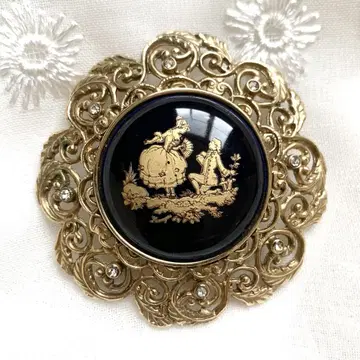 LIMOGES CASTEL 리모주 골드 브로치 목걸이 탑