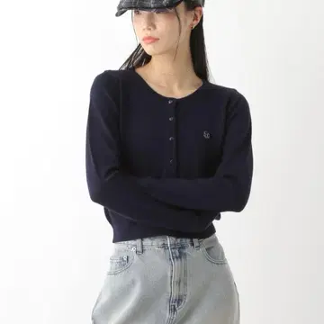 Heather 모티브 컴팩트 가디건 네이비