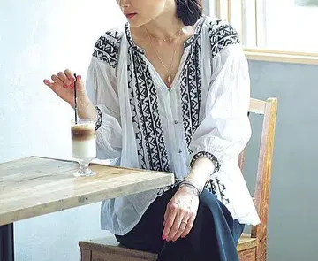 쥬르네앙로즈 누키테파 블라우스 자수 셔츠 마사키 자수