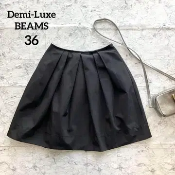 [ 데미룩스 빔즈 ] 턱 플레어 스커트 포멀 블랙 무릎 기장