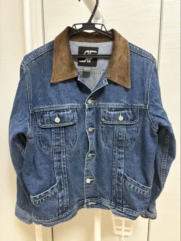 80s Rafaella 데님 자켓 스웨이드 옷깃 구제 의류