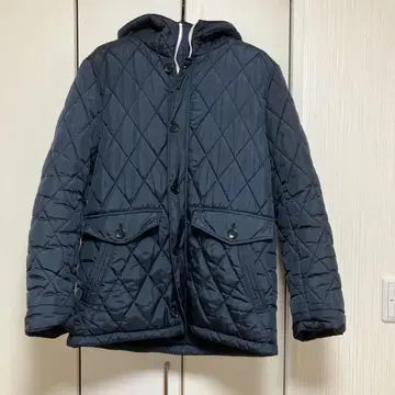 ikka 네이비 퀼팅 자켓 후드 부착