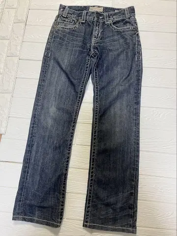 MEK DENIM 다크 블루 스트레이트 청바지
