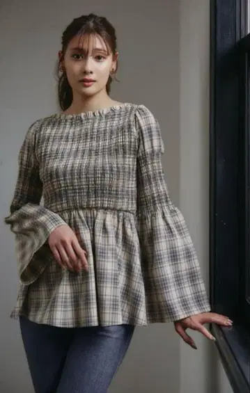 herlipto Checked Flared Peplum Top