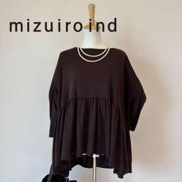 새상품급 미즈이로 인드 빅 사이즈 크루넥 개더 울 풀오버