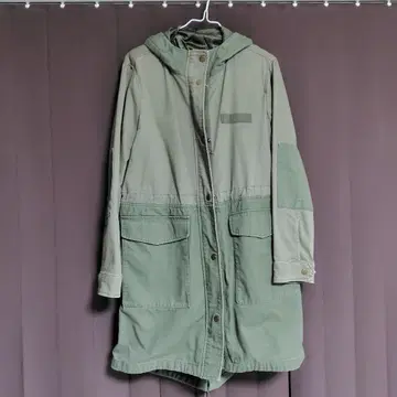 GAP S 올리브 그린 모즈 코트 후드 부착