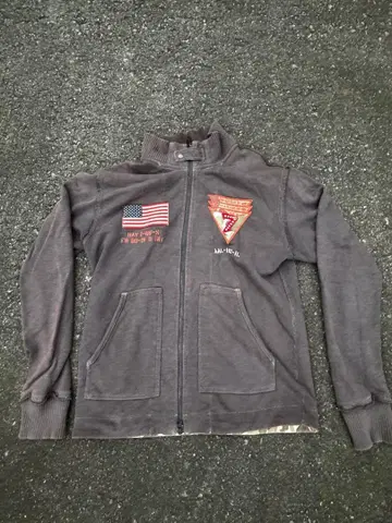 90s AVIREX 크롭 풀 집업 후드티 카모플라쥬 밀리터리 그린 y2k