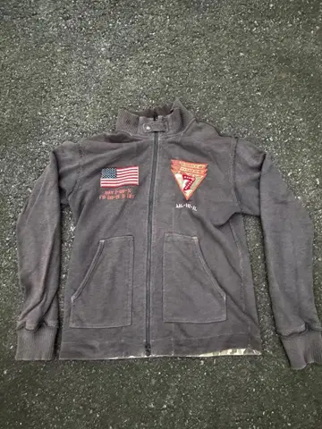 90s AVIREX 크롭 풀 집업 후드티 카모플라쥬 밀리터리 그린 y2k