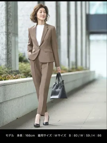 세탁 가능한 베이직 비즈니스 정장 테이퍼드 팬츠 세트 여성용