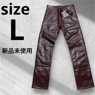 레드 가죽 버건디 팬츠 택 포함 새상품 소가죽 라이더