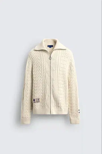 새상품 L CHAMPION X ZARA 케이블 짜임 자카드 니트 자켓