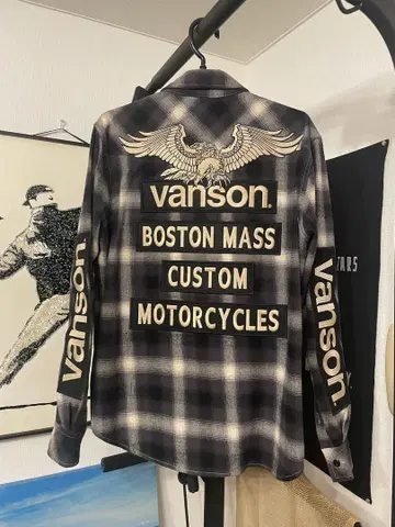 Vanson 체크 무늬 플란넬 셔츠 M 사이즈