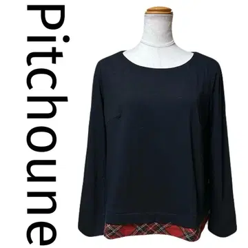 새상품 Pitchoune 피치 니트 티셔츠 XS 체크 무늬