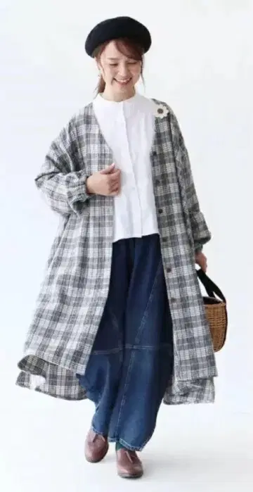 산포 체크 자켓 아우터