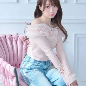 로제 뮤즈 frill tulle trimming tops