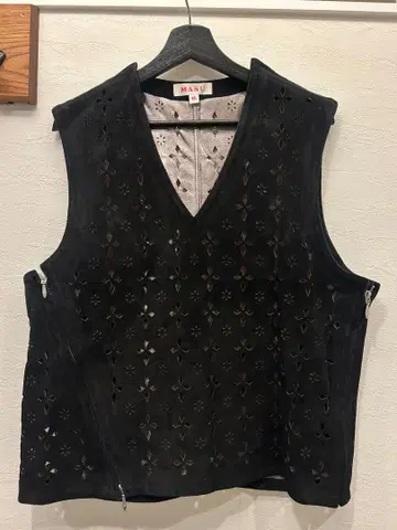 MASU DIAMOND-CUT LEATHER VEST