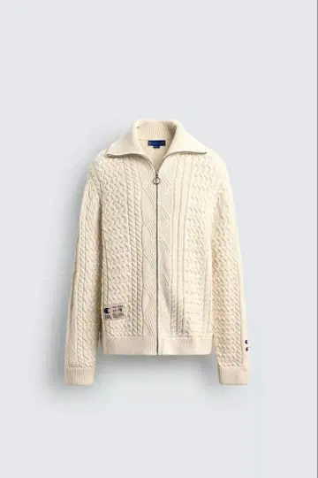 새상품 XL CHAMPION X ZARA 케이블 짜임 자카드 니트 자켓