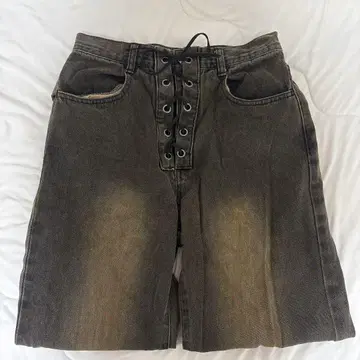 다크 그레이 레이스업 숏팬츠