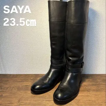 [ 새상품급 ] SAYA 블랙 가죽 엔지니어 부츠 23.5cm