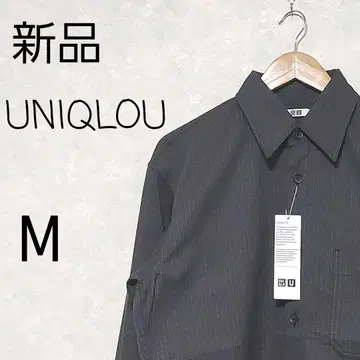 새상품 UNIQLOU 트윌 워크 오버사이즈 셔츠 다크 그레이 2025AW