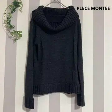 PLECE MONTEE [프리] 오프 터틀 스웨터 다크 그레이 모 100