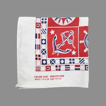 70s 빈티지 반다나 마린 패턴 그림체 USA제 VINTAGE