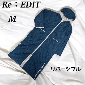 Re:EDIT 리버서블 M 네이비 베이지 퀼팅 코트 여성용