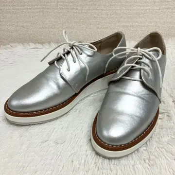 minia 실버 레이스업 슈즈 23.5cm 여성용 가죽 신발풍