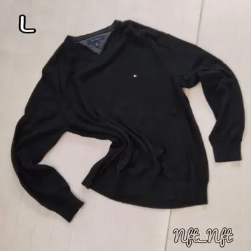타미힐피거 V넥 스웨터 L 사이즈 블랙