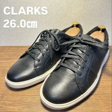[ 새상품급 ] CLARKS 블랙 가죽 스니커즈 26.0cm